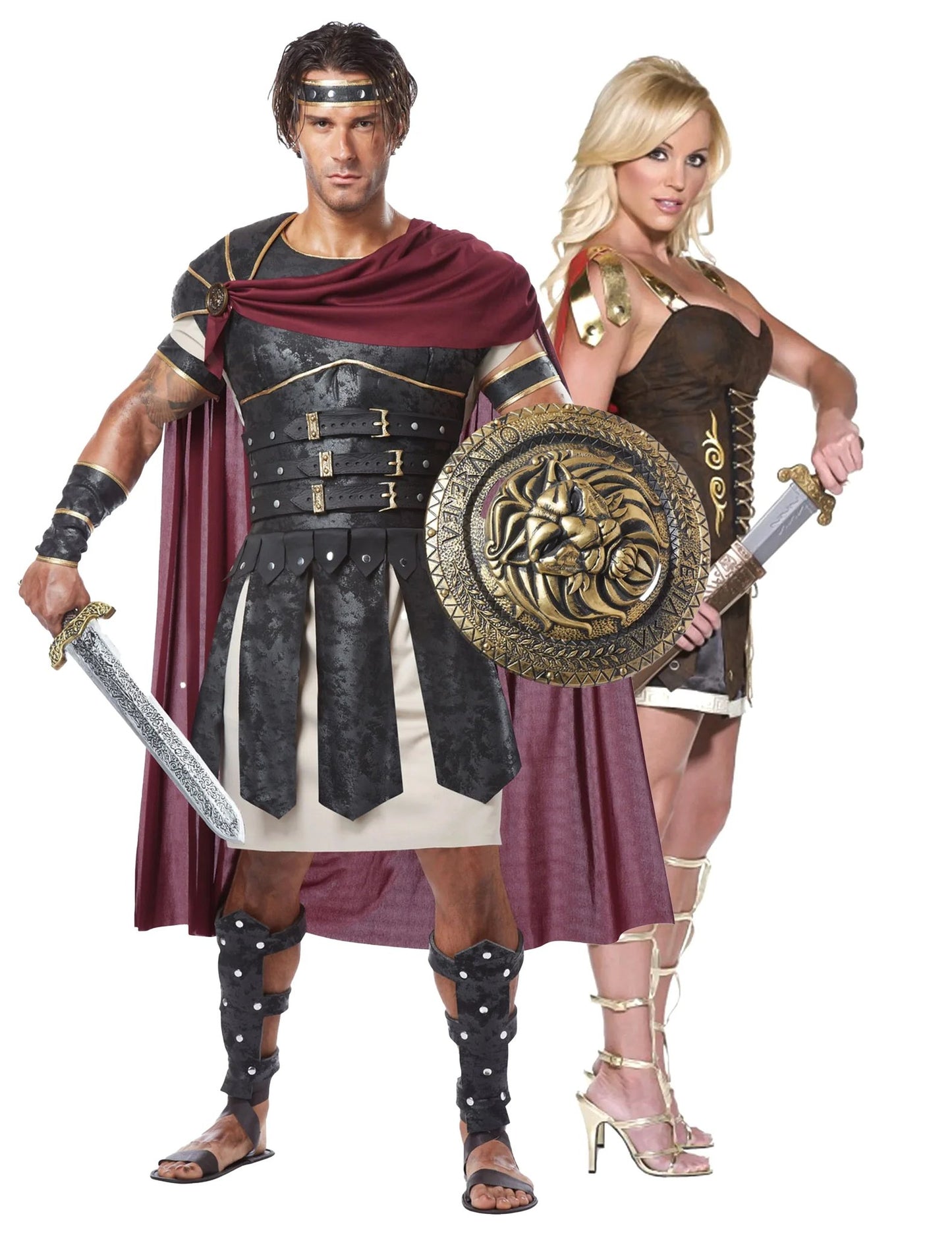 Costume de cuplu gladiator roman pentru adulți