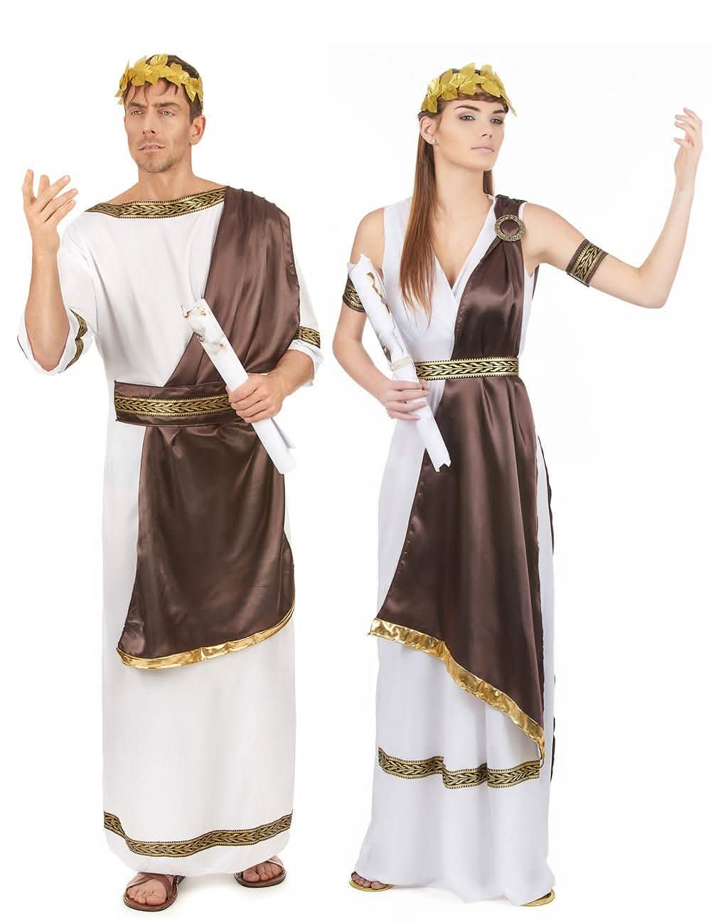 Costum de cuplu roman maro pentru adulți