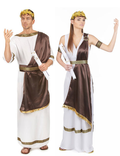 Costum de cuplu roman maro pentru adulți