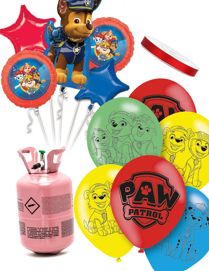 Kit bouteille d'hélium avec 11 ballons Pat Patrouille™ et ruban