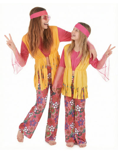 Costum de cuplu hippie multicolor mamă și fiică