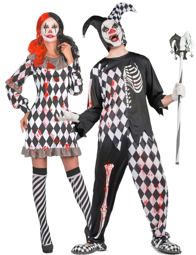 Costum de cuplu arlechini însângerați pentru adulți