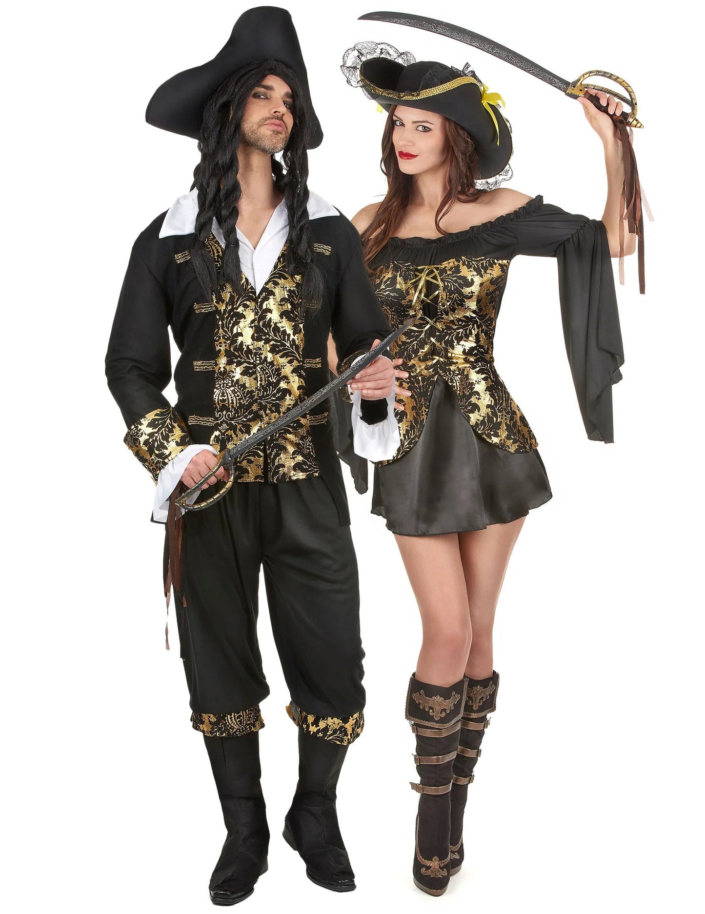 Déguisement de couple pirate à motif adultes
