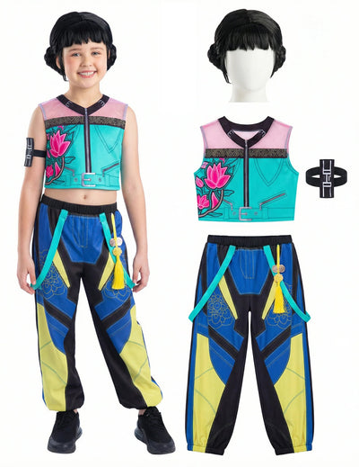 Kit de costum și perucă Zoey Kpop Demon Hunter™ pentru fată