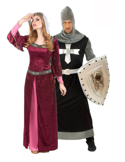 Costum de cuplu regină și cavaler medieval