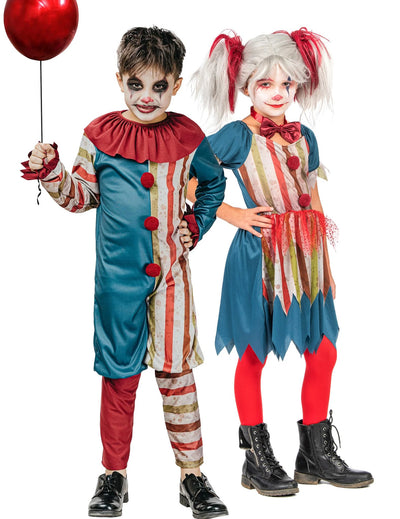 Costum de cuplu clovn colorat pentru copii de Halloween