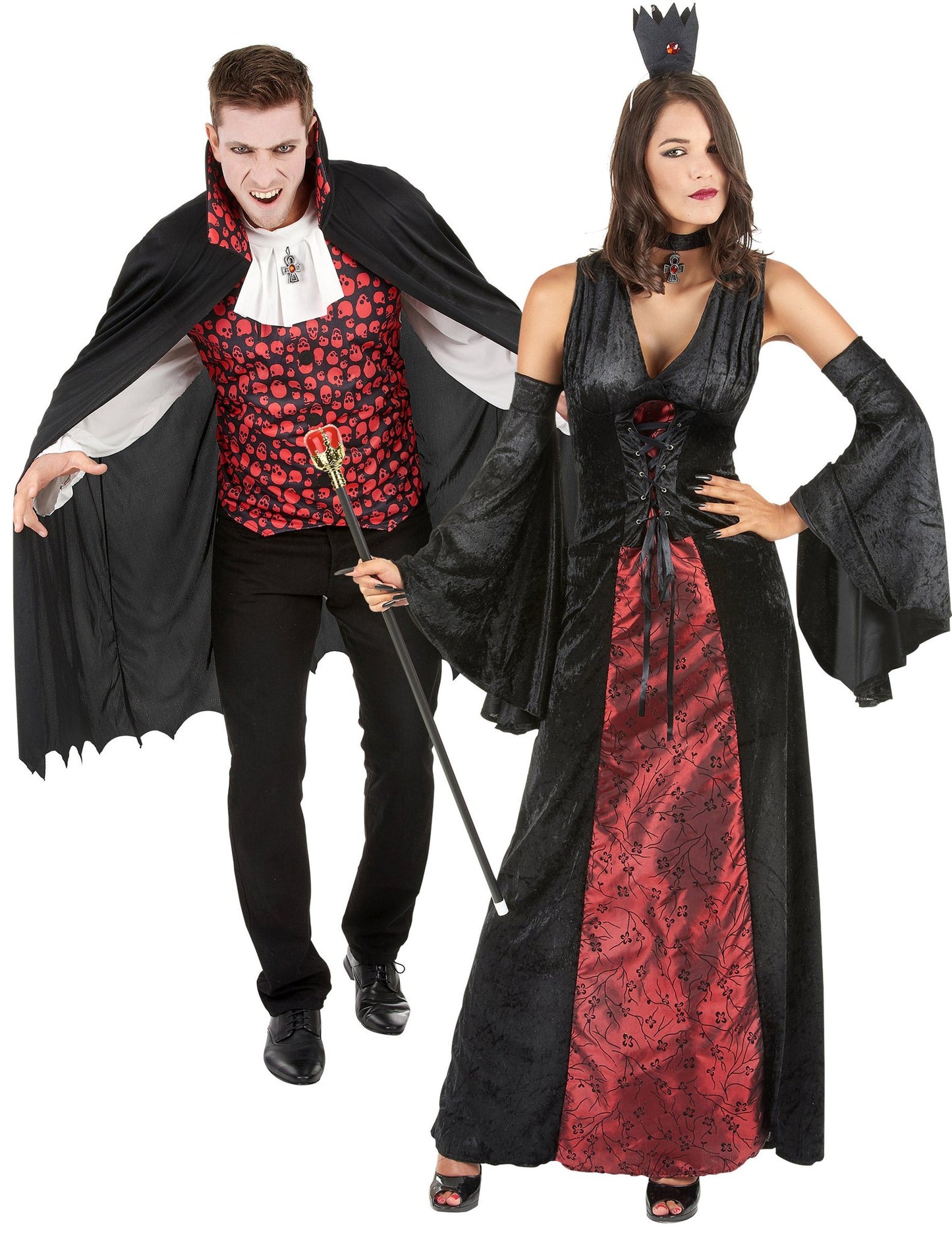 Costum de cuplu vampir majestuos de Halloween pentru adulți