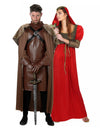 Costum de cuplu medieval roșu pentru adulți