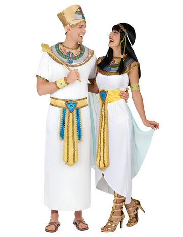 Déguisement de couple égyptiens blanc et doré