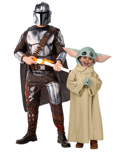 Costum de cuplu Mandalorian și baby Yoda tată și fiu