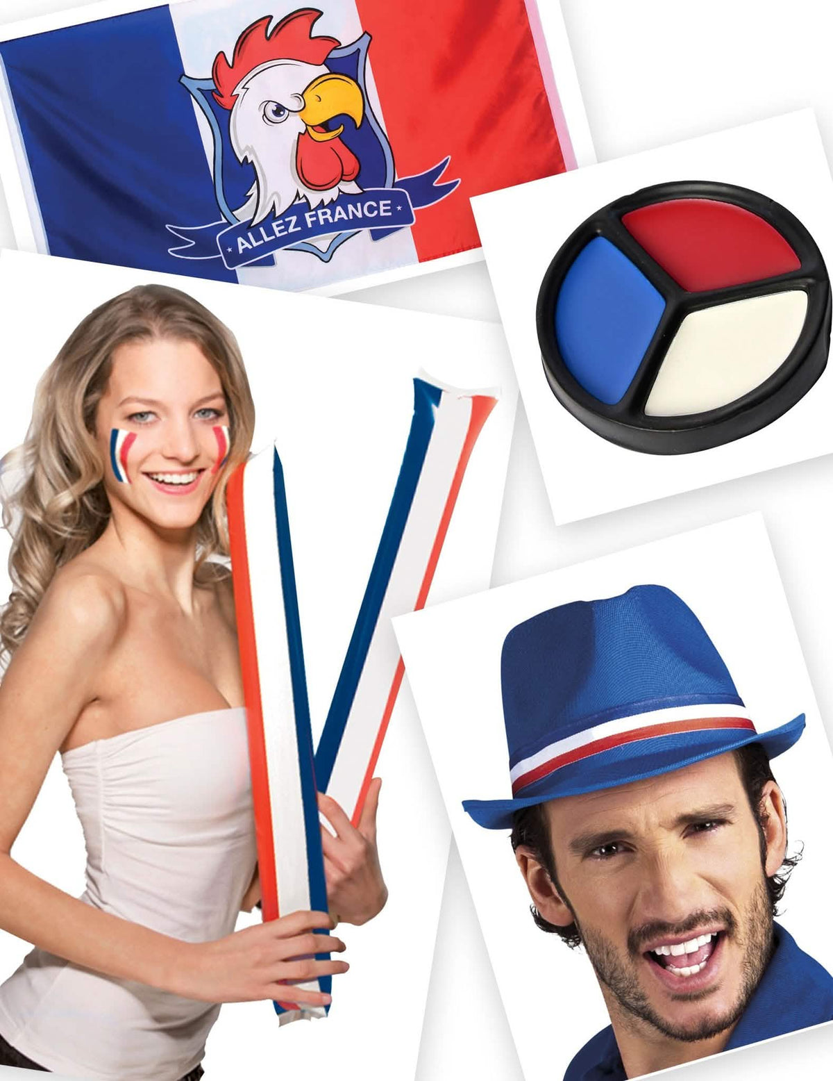 Kit suporter albastru, alb, roșu