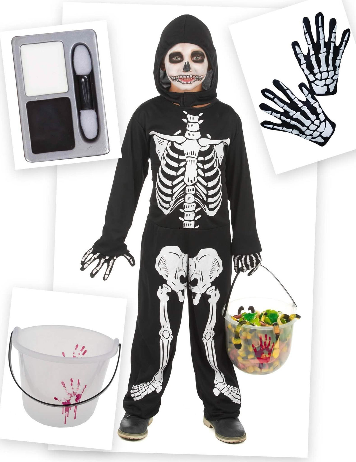 Pachet costum schelet Halloween băiat