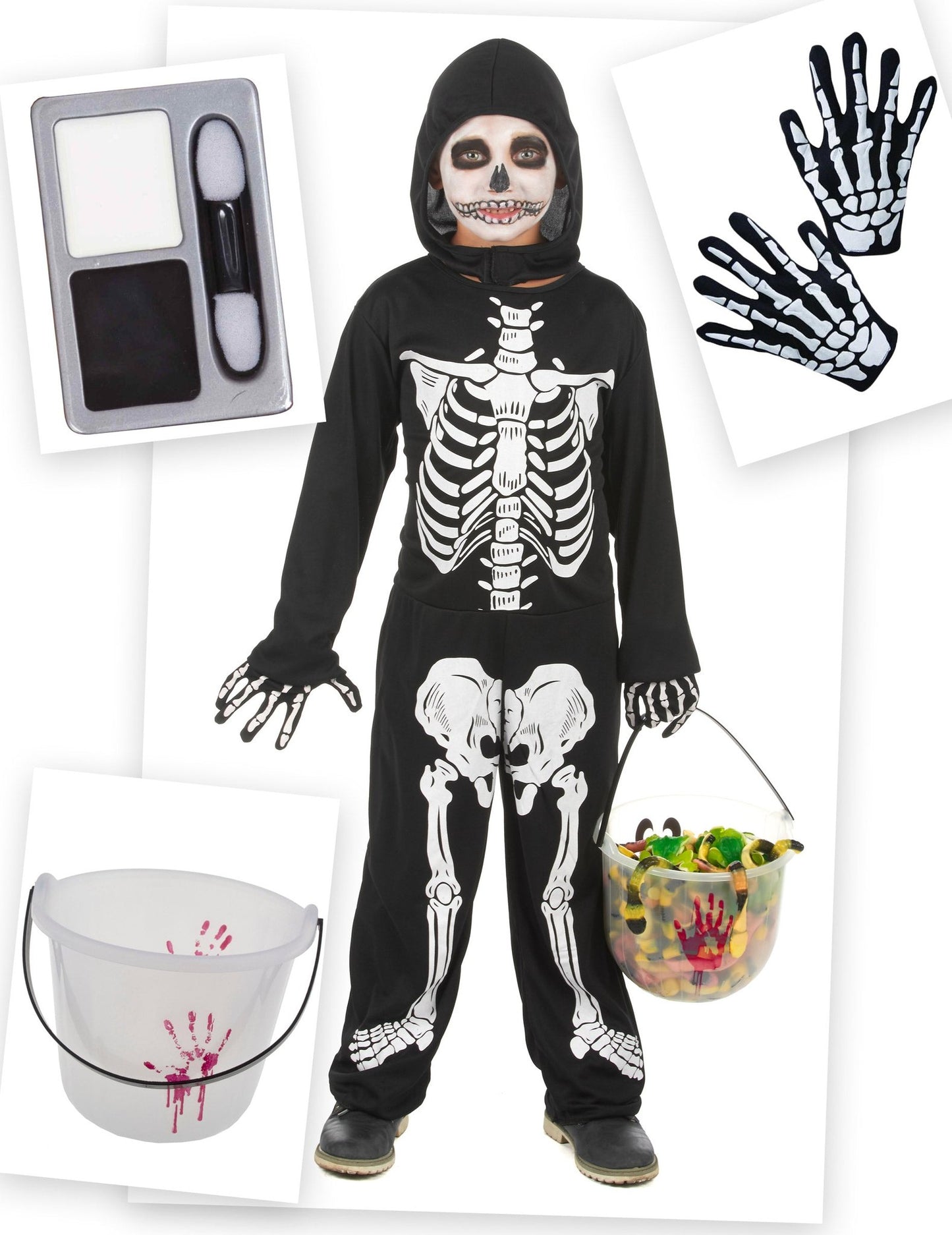 Pachet costum schelet Halloween băiat