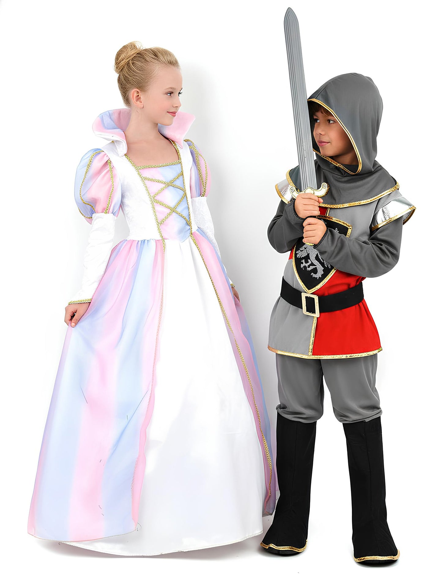 Set costume de cavaler și prințesă pentru copii