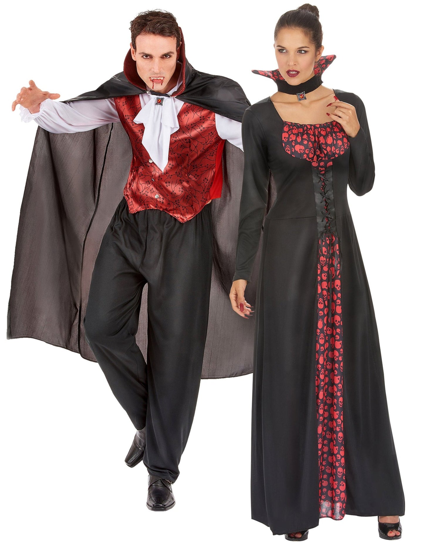 Déguisement de couple vampire terrifiants rouge Halloween adulte
