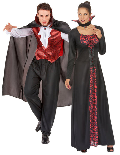 Costum de cuplu vampiri înfricoșători roșu Halloween adult