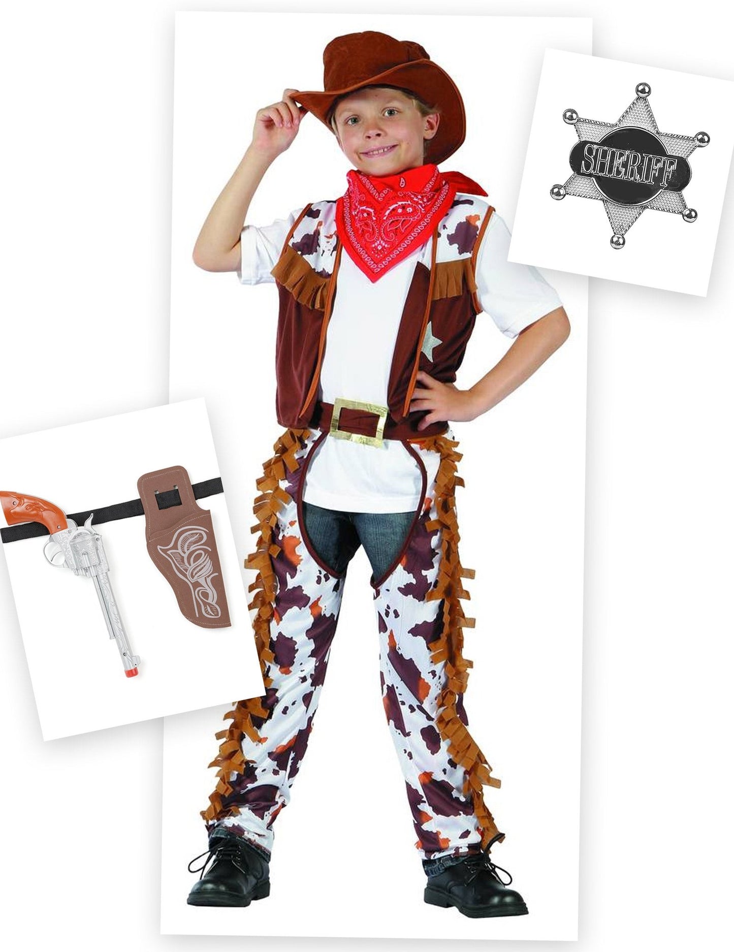 Pachet costum de cowboy pentru băiat, cu accesorii