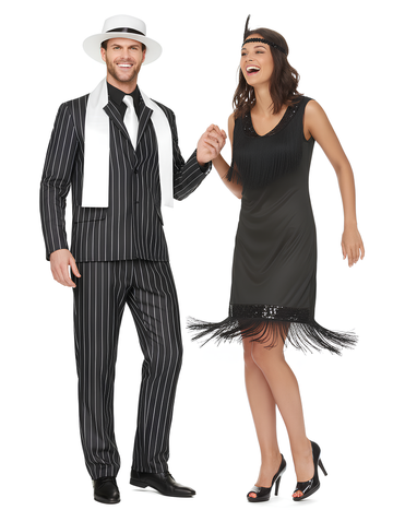 Costum de cuplu negru pentru adult, anii 1920