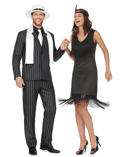 Costum de cuplu negru pentru adult, anii 1920
