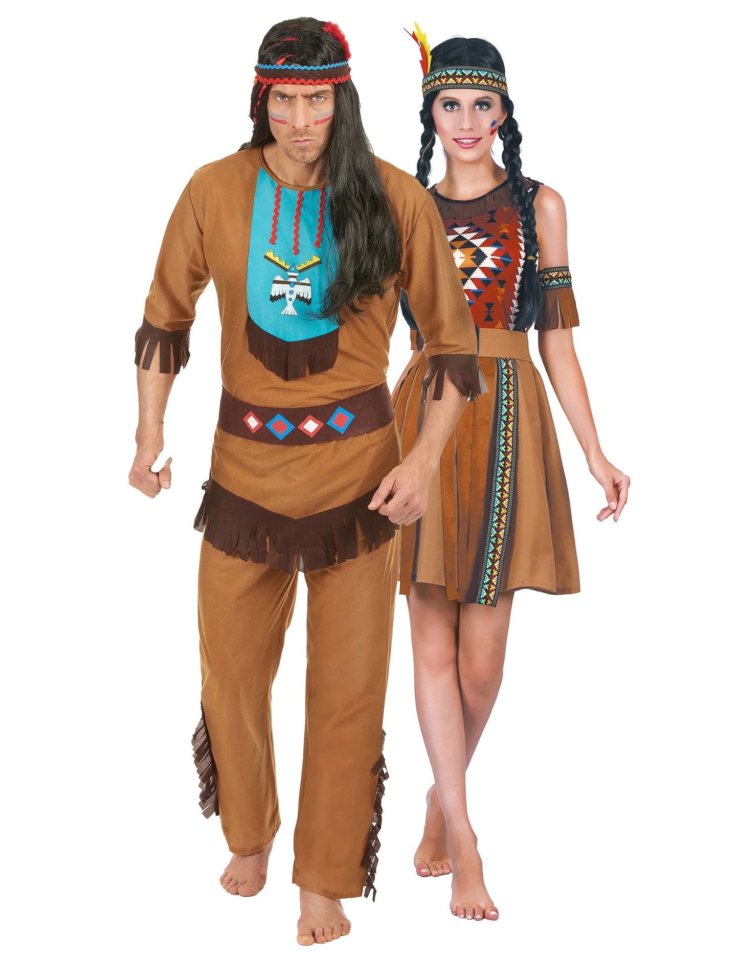 Costum de cuplu indian cu franjuri pentru adulți