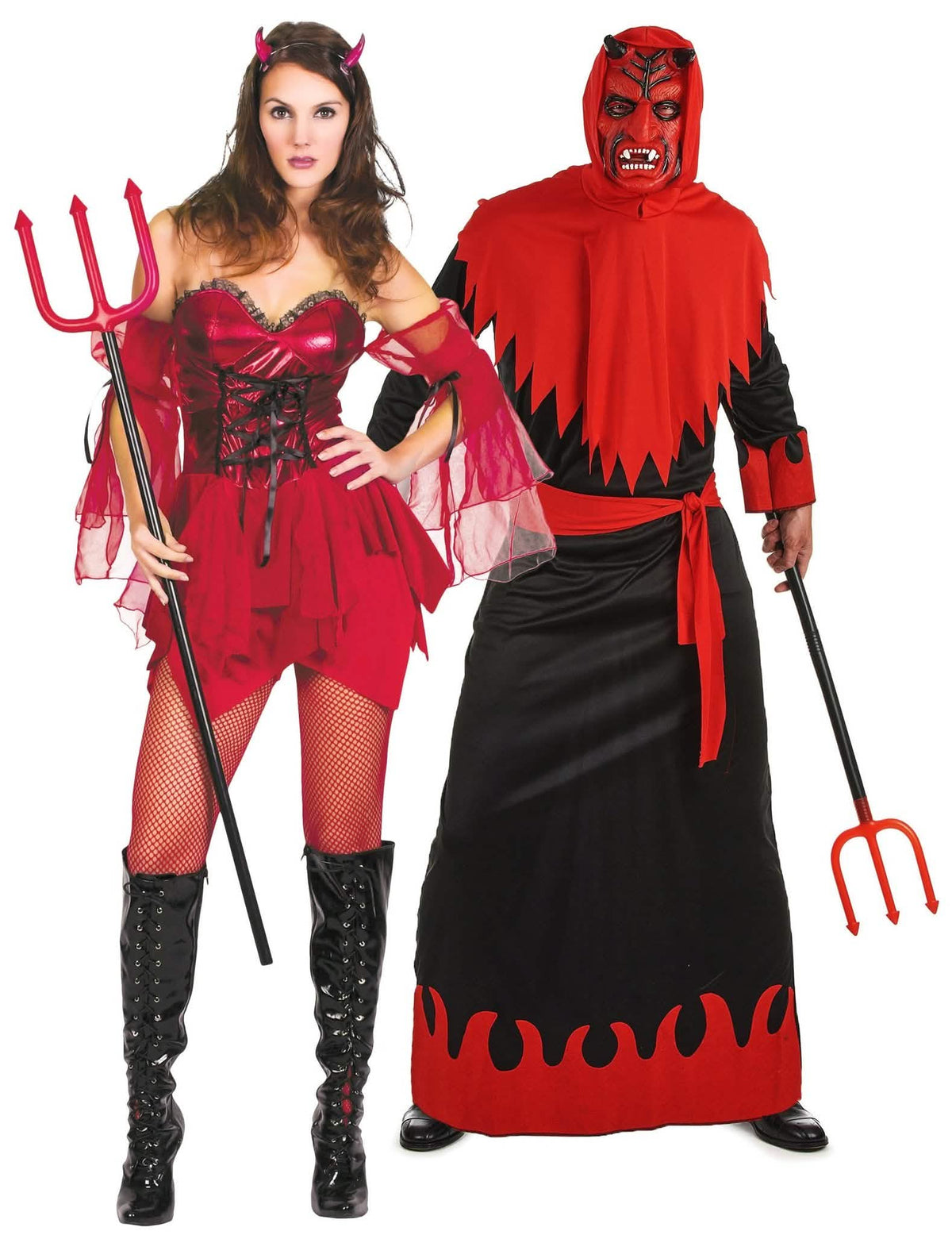 Costum de cuplu diavol și diavoliță sexy Halloween adulți