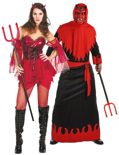 Costum de cuplu diavol și diavoliță sexy Halloween adulți