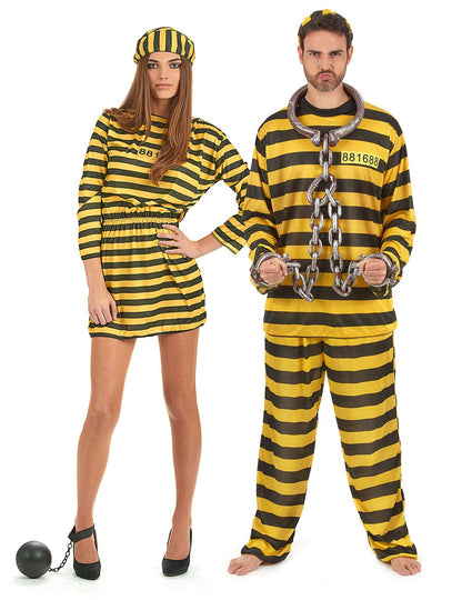 Costum de cuplu prizonier galben pentru adulți