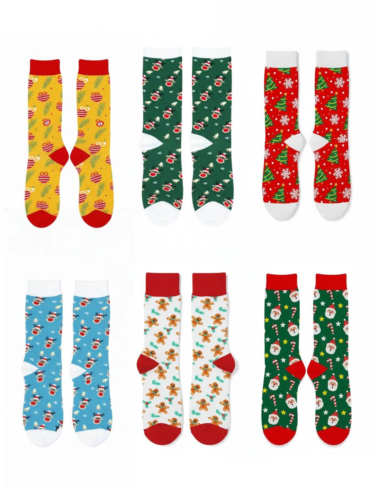 Lot de 6 perechi de șosete de Crăciun cu motive festive pentru adulți