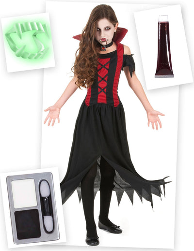 Pachet costum de vampir roșu Halloween fată