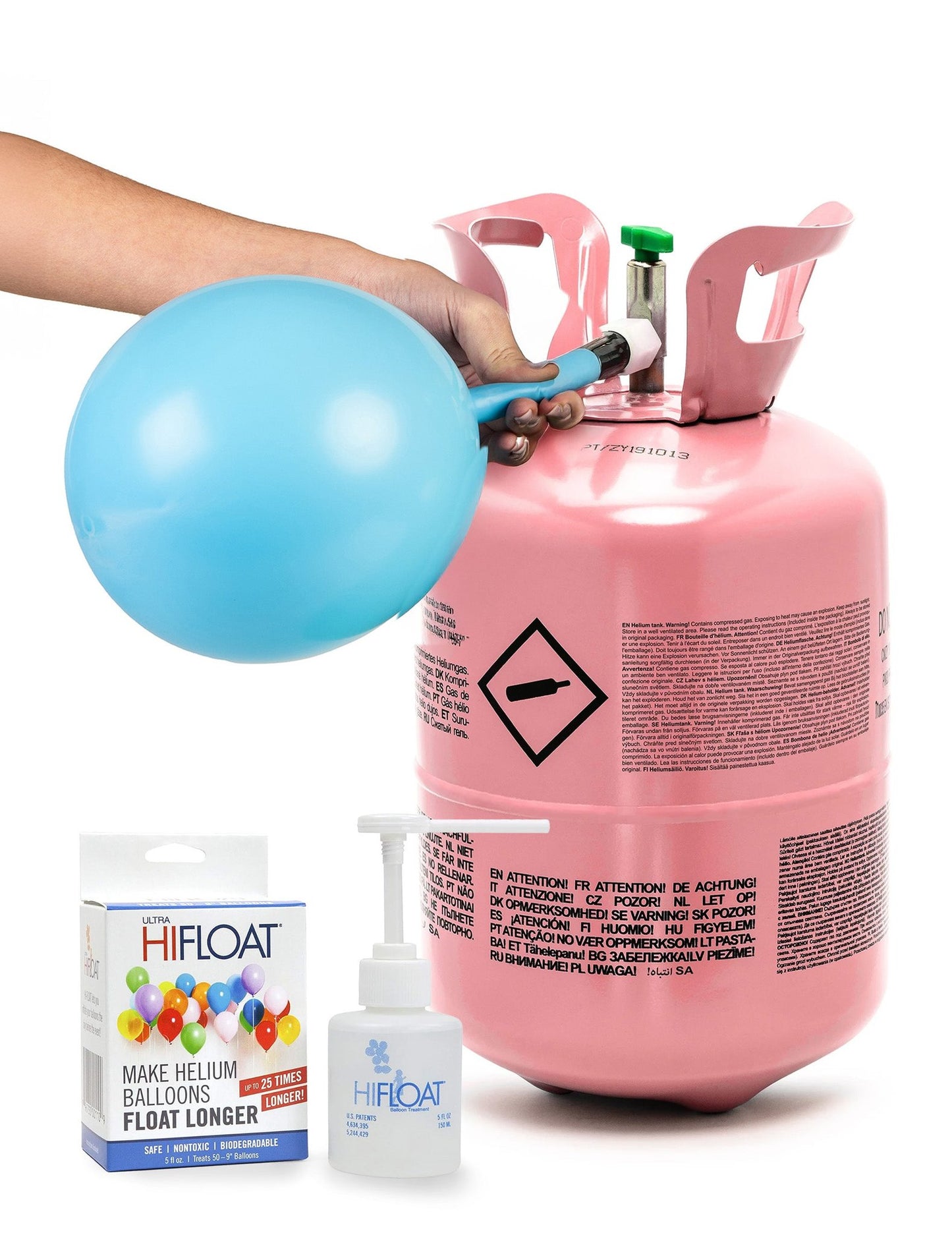 Kit butelie cu heliu pentru până la 30 de baloane cu Hi-Float