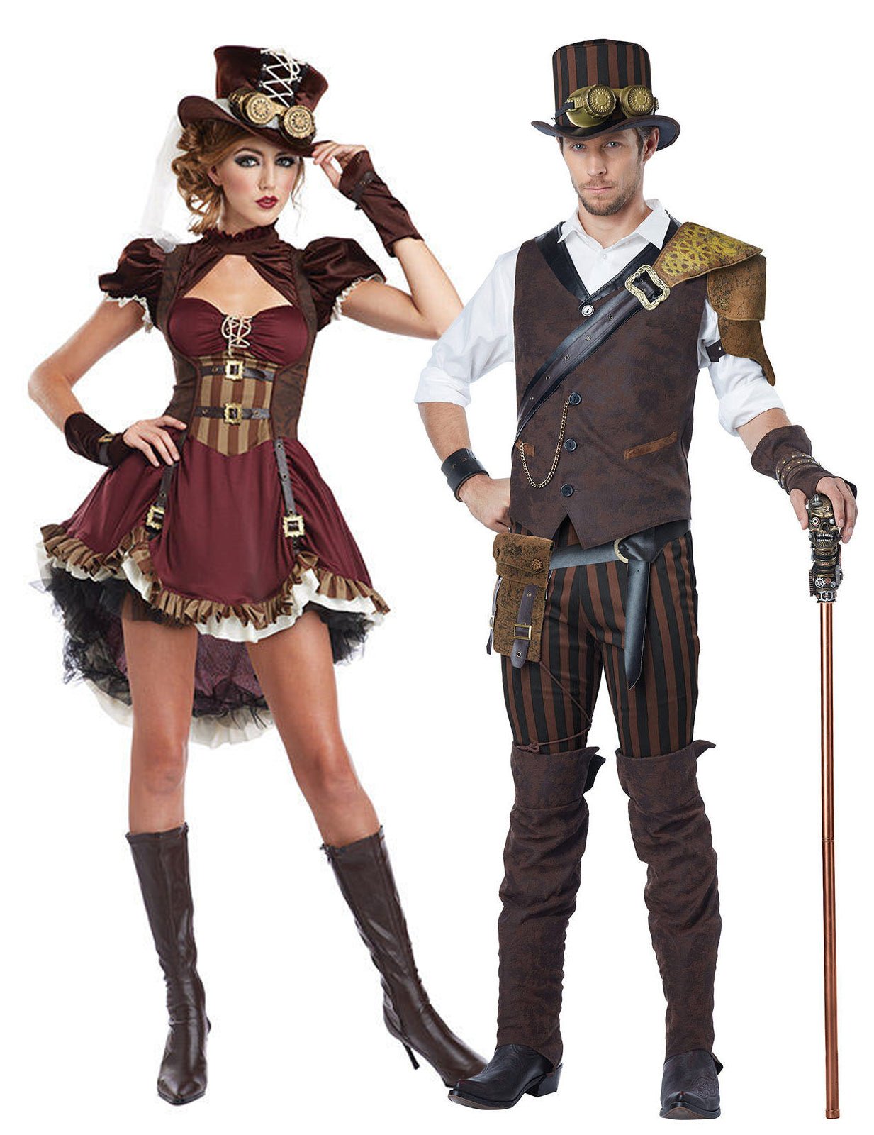 Costum de cuplu steampunk aventurier pentru adulți