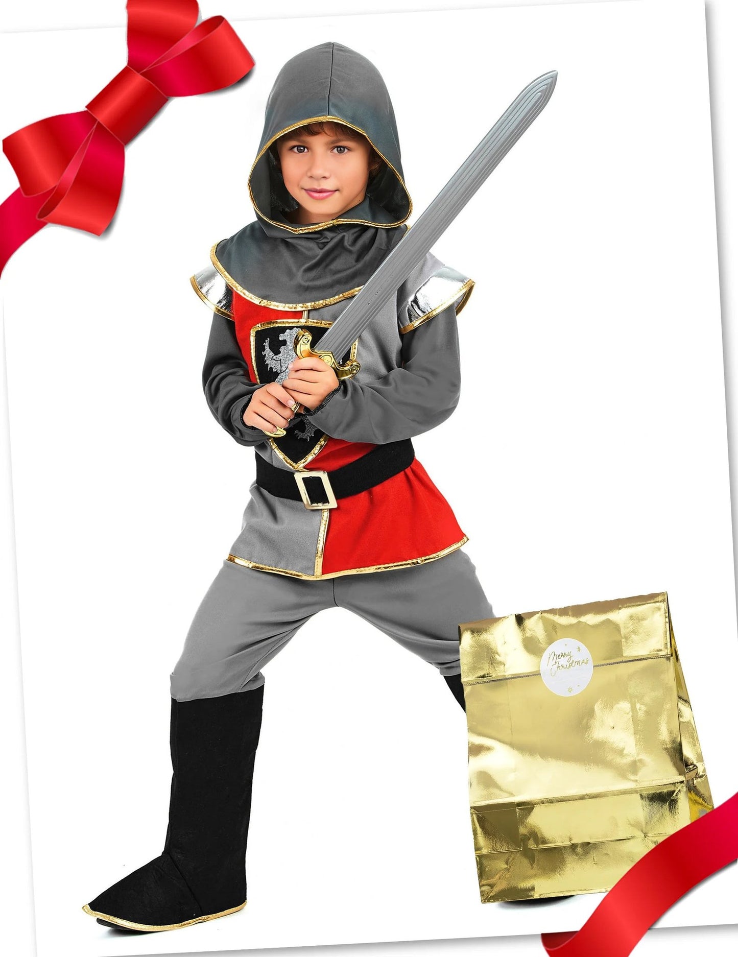 Cutie cadou costum de cavaler cu accesorii pentru copil