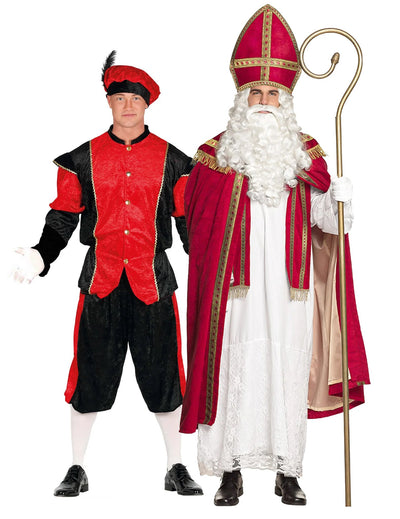 Costum de cuplu Sfântul Nicolae și Père Fouettard pentru adulți