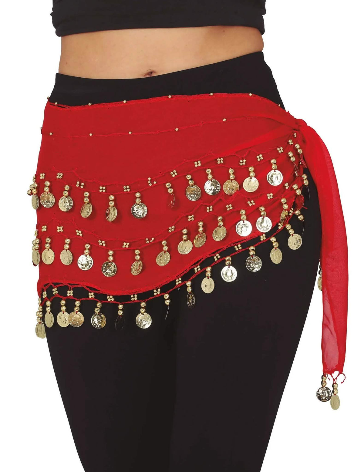 Costum complet dansatoare orientală negru și roșu pentru femei