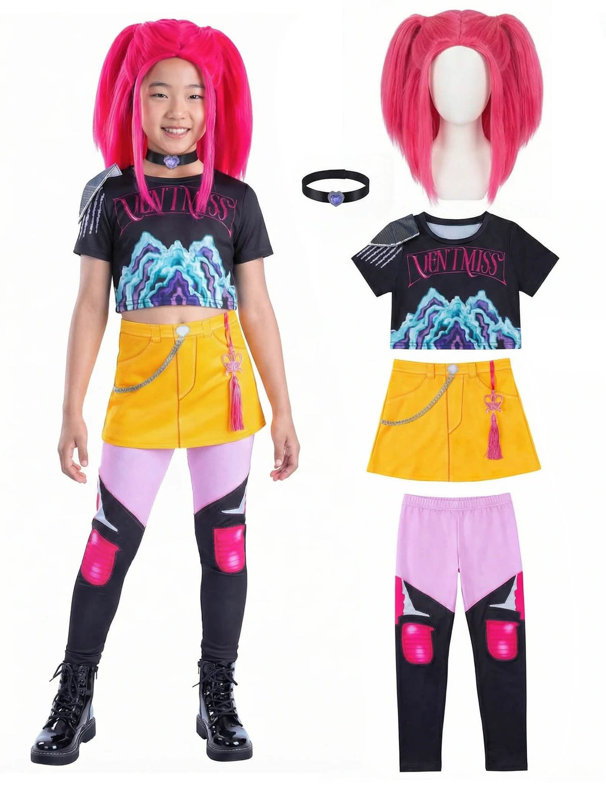Kit de costum și perucă Mira Kpop Demon Hunter™ pentru fată