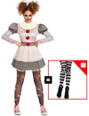Set de costum clovn înfiorător pentru femei, cu dresuri