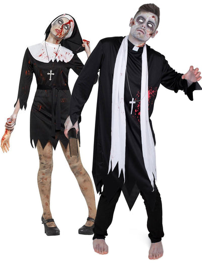 Costum de cuplu zombie religios de Halloween pentru cuplu