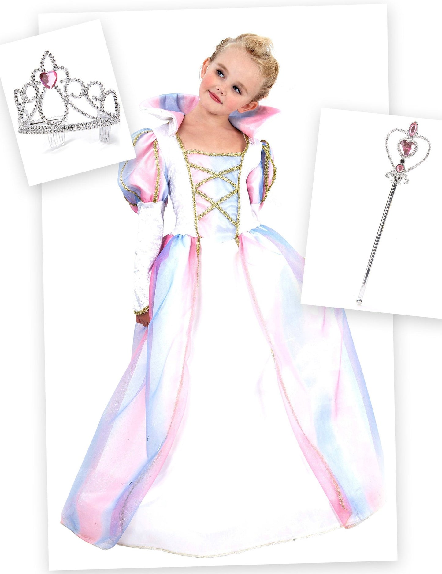 Pack déguisement princesse fille avec couronne et baguette