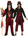 Costum de cuplu vrăjitor voodoo în dungi pentru adulți