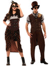 Costum de cuplu steampunk maro pentru adulți