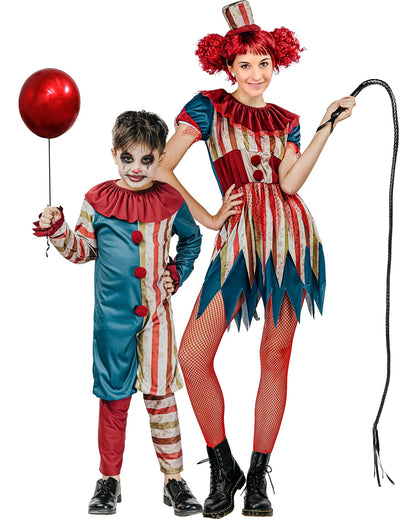 Costum de cuplu clovn colorat mamă și fiu pentru Halloween