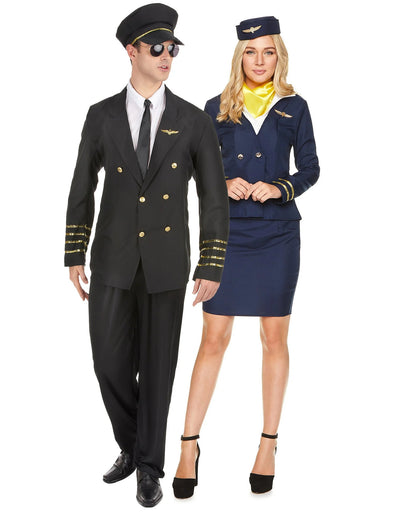 Costum de cuplu căpitan și însoțitoare maritimă pentru adulți