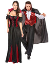 Costum de cuplu vampir liliac roșu de Halloween pentru adulți
