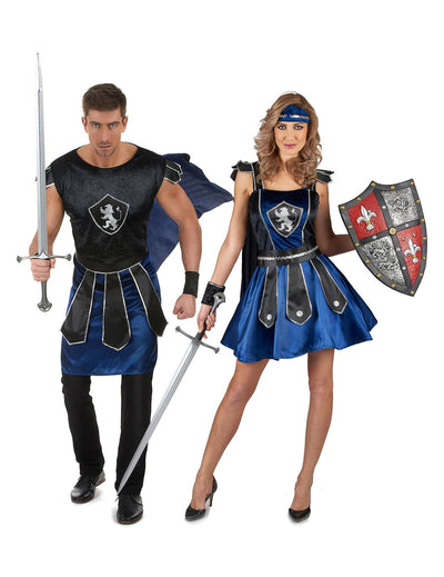 Costum de cuplu cavaler albastru pentru adulți
