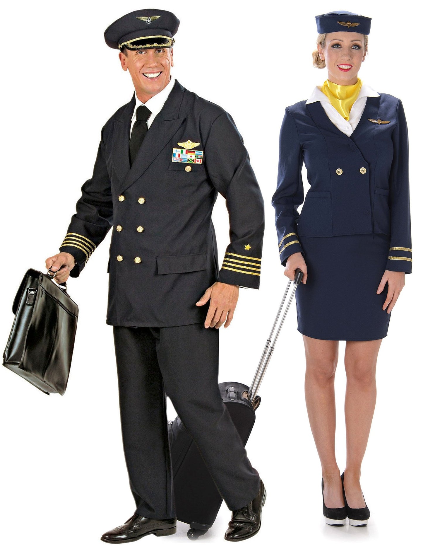 Costum de cuplu pentru adulți: pilot și însoțitoare de bord