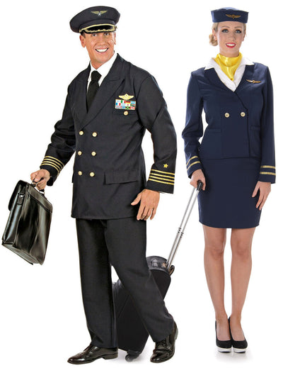 Costum de cuplu pentru adulți: pilot și însoțitoare de bord