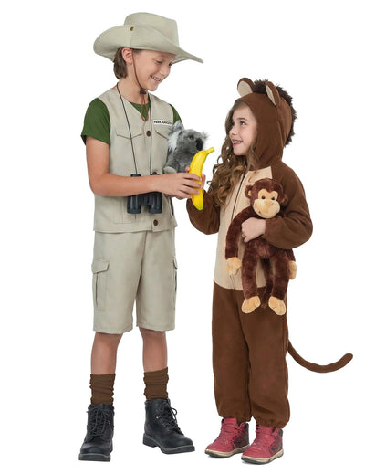 Costum de cuplu aventurier și maimuță pentru copii