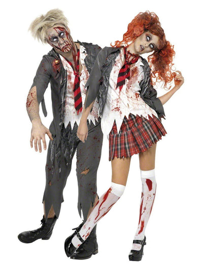 Déguisări de cuplu de elevi zombi Halloween