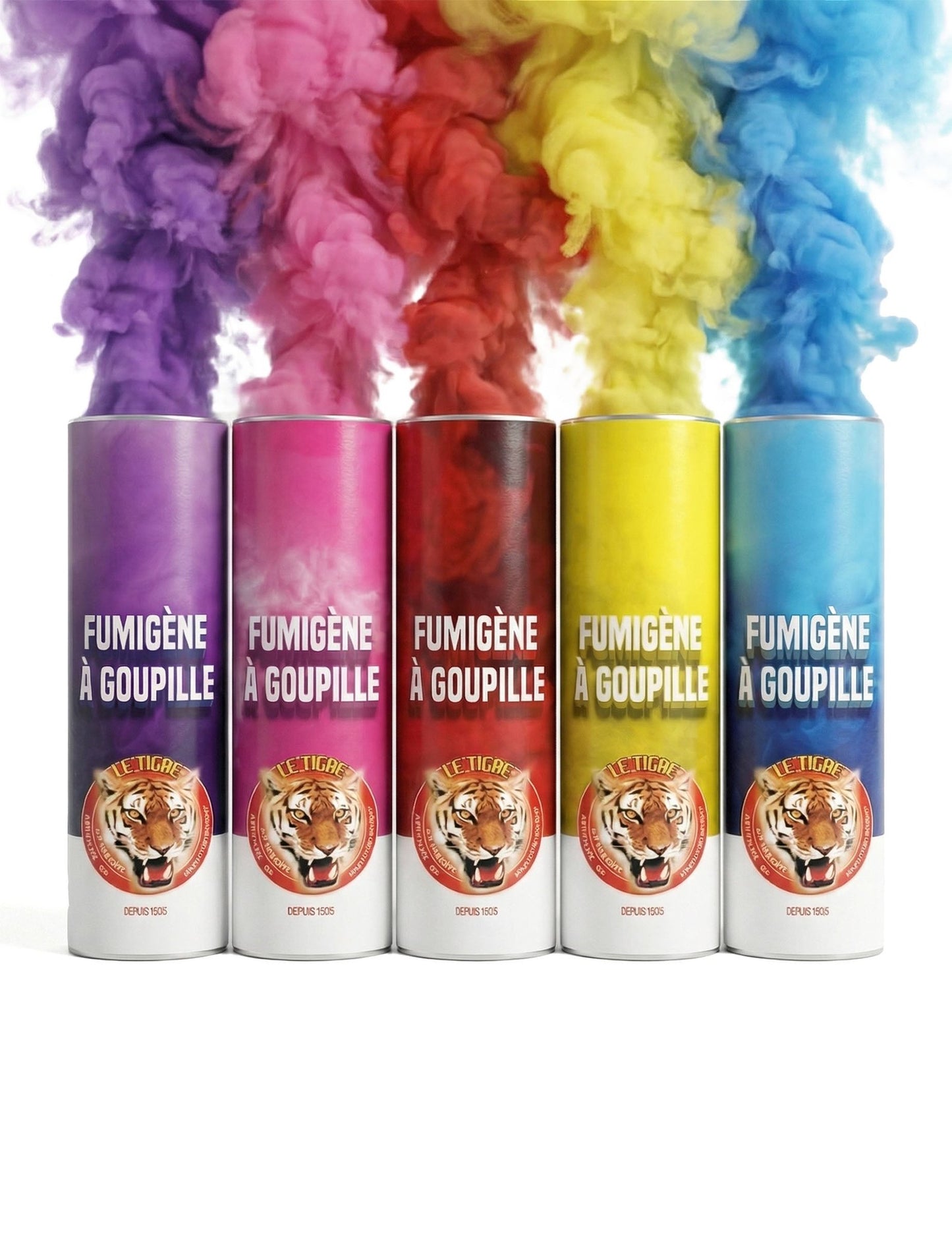 5 fumigene cu cui multicolore 1 min