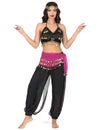 Costum complet de dansatoare orientala negru si roz pentru femeie